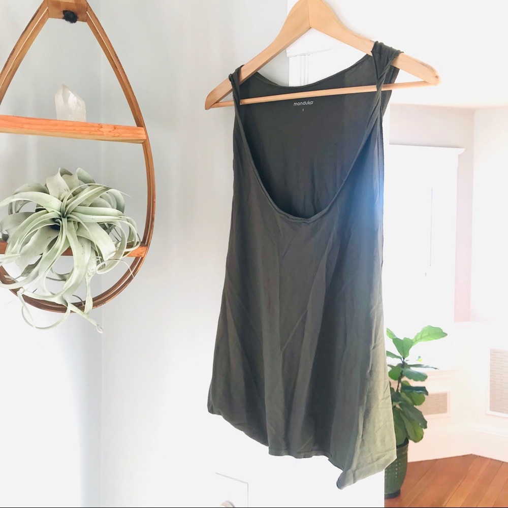 Olive green Manduka yoga top